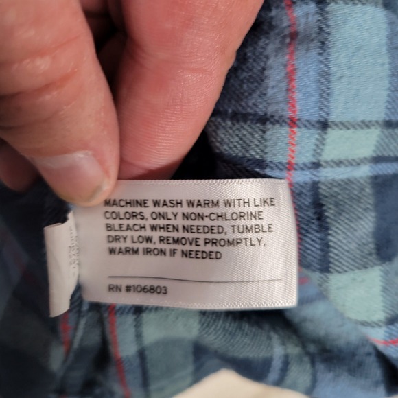 Duluth Trading Co Flannel Shirt Mens 3XL Tall Blue Plaid Relaxed Fit 3237-97 - Picture 9 of 12